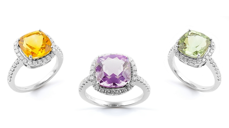 Our exceptional coloured stone & diamond rings