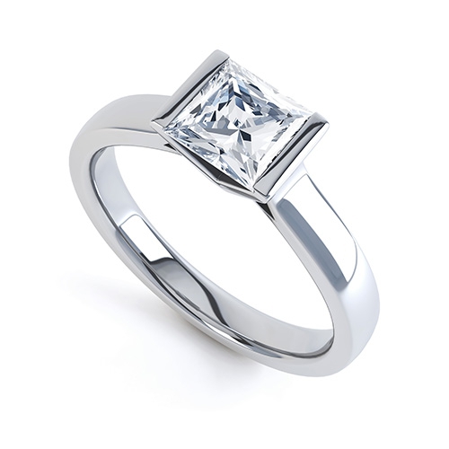 Cybele Part Rub Over Princess Cut Ring 