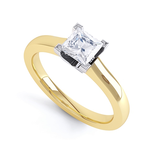 Cyrine Yellow Gold Princess Cut Diamond Engagement Ring