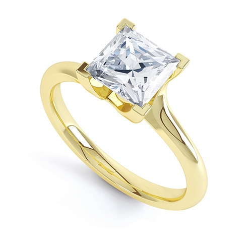 Lolita Yellow Gold Princess Cut Diamond Ring