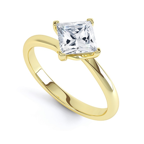 Magdalena Yellow Gold Princess Cut Diamond Ring