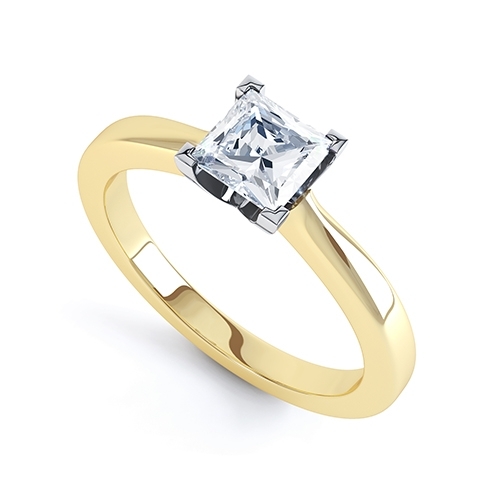 Estelle Yellow Gold Princess Cut Diamond Engagement Ring
