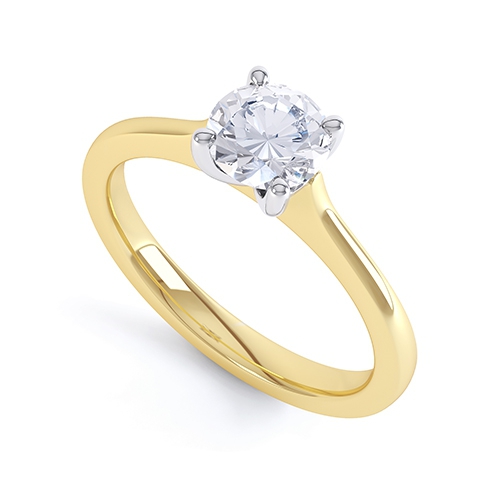 Flora Yellow Gold Four Claw Engagement Ring 