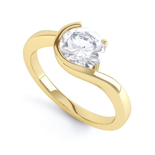 Mirena Yellow Gold Part Rubover Engagement Ring
