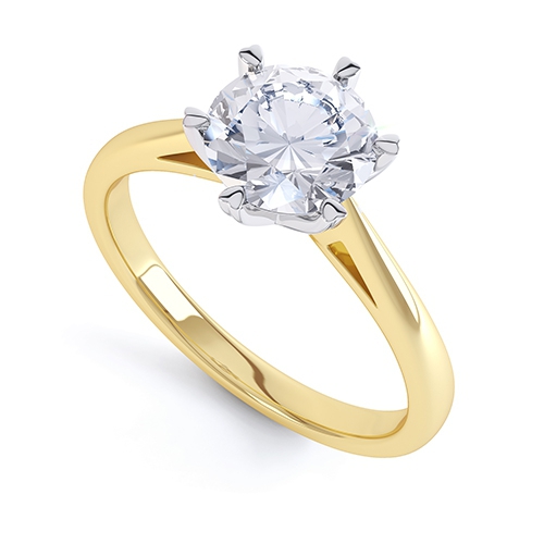 Fleur Yellow Gold 6 Claw Diamond Engagement Ring