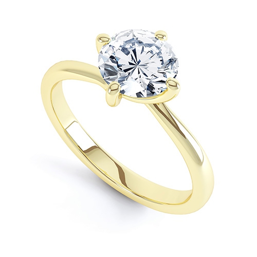 Lyra Yellow Gold Four Claw Diamond Ring