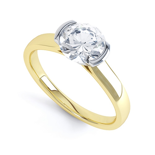 Cyane Yellow Gold Rubover Engagement Ring