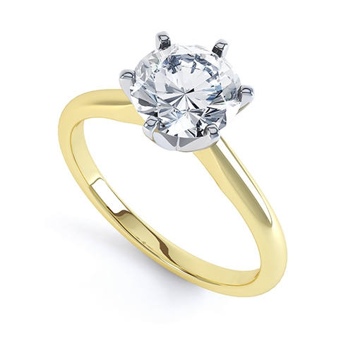 Lila Yellow Gold 6 Claw Diamond Ring
