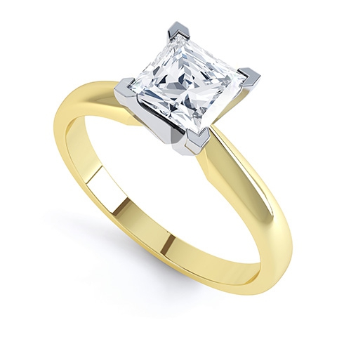 Cerise Yellow Gold Princess Cut Engagement Ring