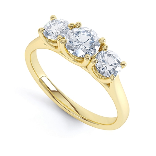 Loletta Yellow Gold 3 Stone Engagement Ring
