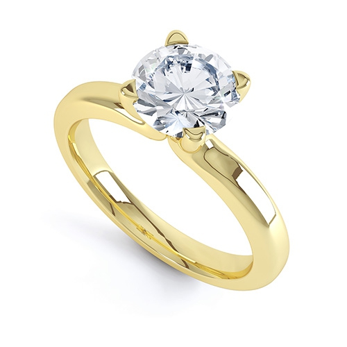 Lacey Yellow Gold Four Claw Diamond Ring