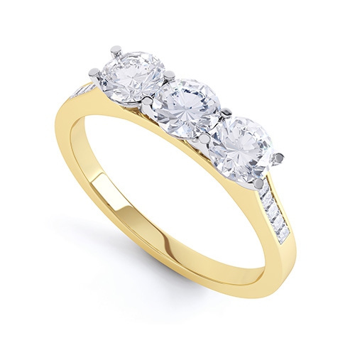 Melody Yellow Gold 3 Stone Diamond Shoulder Ring