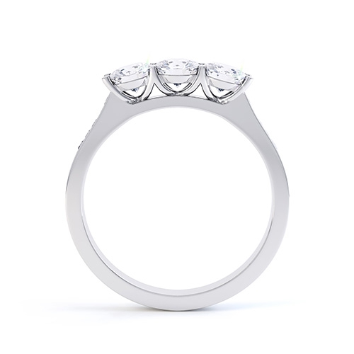 Melody 3 Stone Diamond Shoulder Ring Side View 