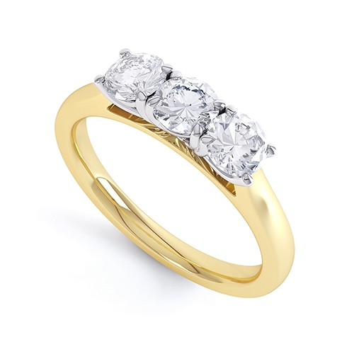 Celestia Yellow Gold 3 Stone Diamond Engagement Ring