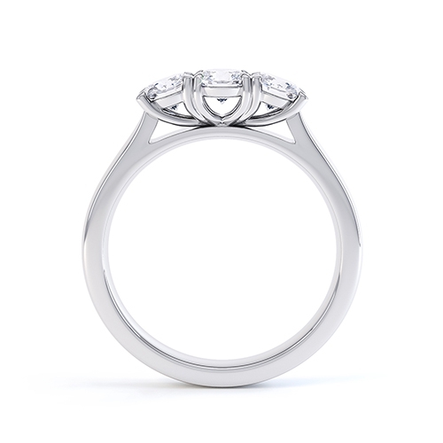 Celestia 3 Stone Diamond Engagement Ring Side View 