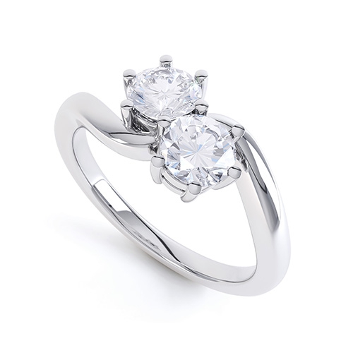 Two Stone Engagement Ring with Pear Shaped Diamond Halo in 14k White Gold  (5/8 ct. tw.)