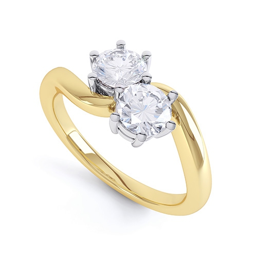 Celeste Yellow Gold 2 Stone Engagement Ring