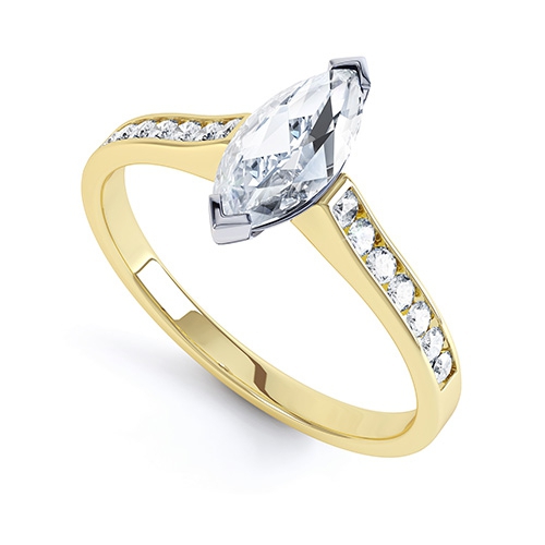 Amaryllis Yellow Gold Marquise Diamond Shoulder Ring