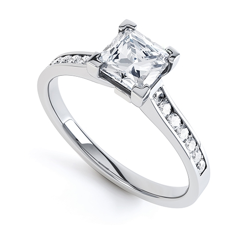 Amaranta Princess Cut Diamond Shoulder Ring 
