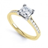 Amaranta Yellow Gold Princess Cut Diamond Shoulder Ring thumbnail