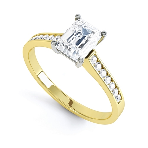 Aeronwy Yellow Gold Emerald Diamond Shoulder Ring