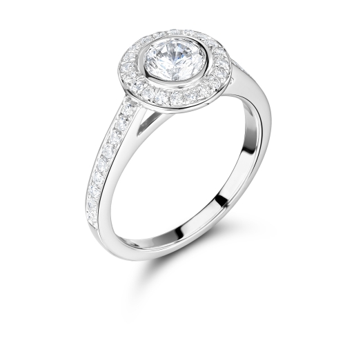 Arcadia Halo Ring With Diamond Shoulders 