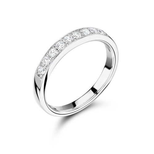 Millgrain Set Diamond Half Eternity Ring