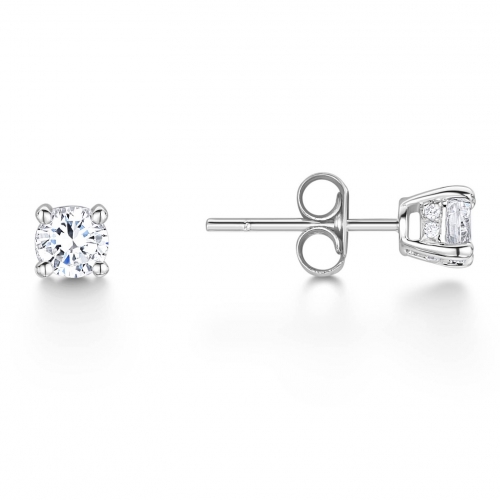 Albany 4 Claw Round Diamond Stud Earrings