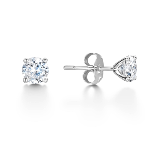 Lark 4 Claw Round Diamond Stud Earrings