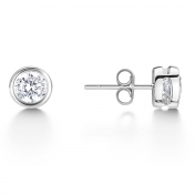 Saylor Rubover Round Diamond Stud Earring 