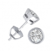 Lenae Round Rubover Diamond Stud Earring