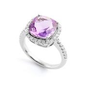 Grenadine Amethyst Diamond Ring