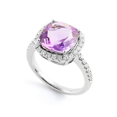 Grenadine Amethyst Diamond Ring