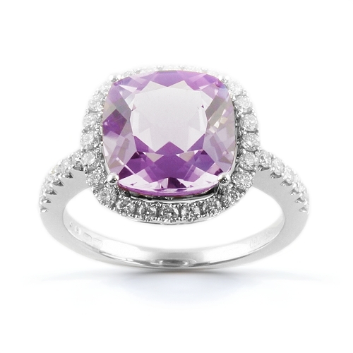 Grenadine Amethyst Diamond Ring