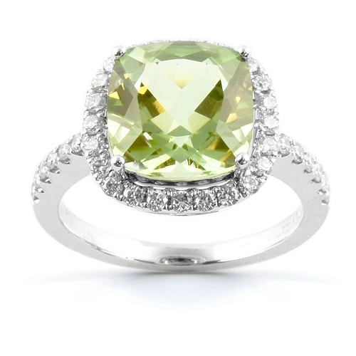 Grenadine green Amethyst and Diamond ring