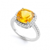 Grenadine Citrine and diamond ring