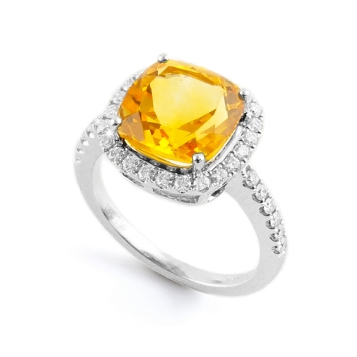 Grenadine Citrine and diamond ring