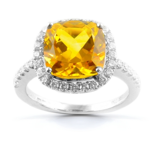 Grenadine Citrine and diamond ring