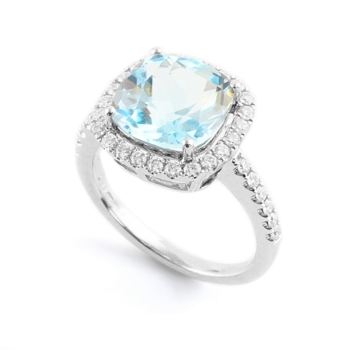 Grenadine Blue Topaz and diamond ring