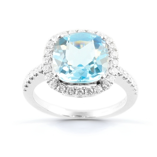 Grenadine Blue Topaz and diamond ring