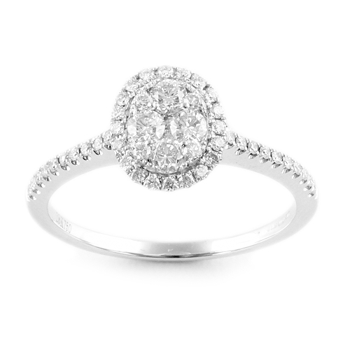 Diamond oval cluster ring