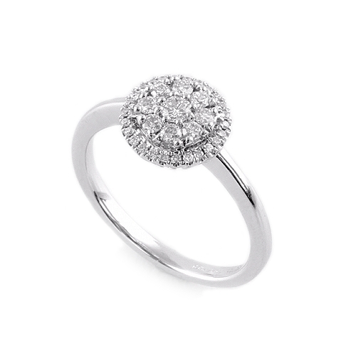 Round cluster engagement ring