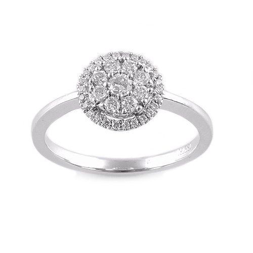 Round cluster engagement ring