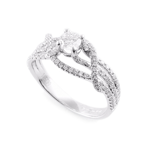 Radiant double twist diamond ring