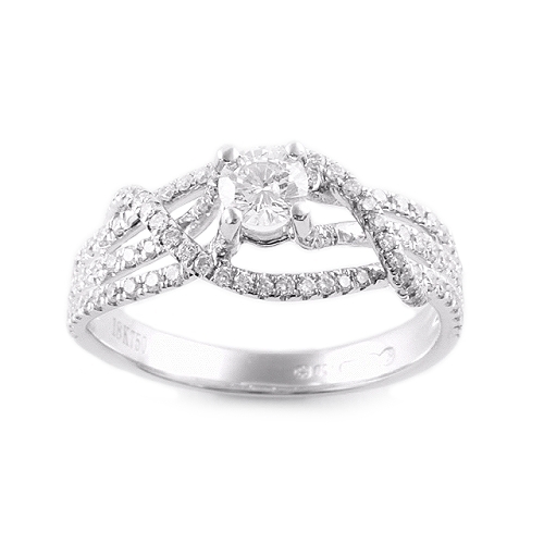 Radiant double twist diamond ring