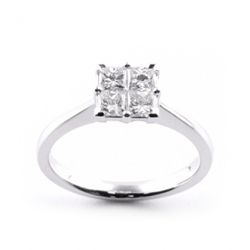 Four stone diamond cut engagement ring