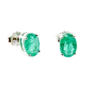Oval Real Emerald Stud earrings