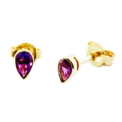 Purple pear stud earrings
