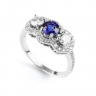Sapphire & Diamond three Stone Halo Ring thumbnail