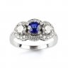 Sapphire & Diamond three Stone Halo Ring thumbnail